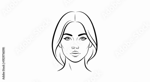 Elegant sketch of a woman's face with defined features and flowing hair