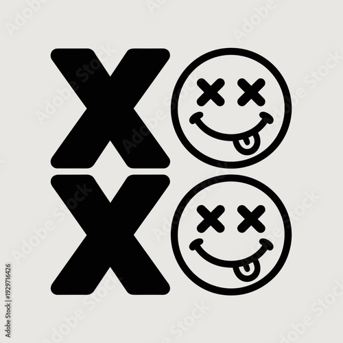 XOXO Smiley Face Graphic Cute Love Typography Design