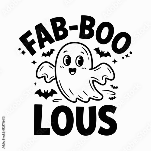 Fab-Boo-Lous Cute Ghost Halloween Pun Typography Design