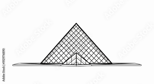 Stylized geometric glass pyramid structure on a flat base
