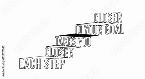 Ascending stairs symbolize progress, each step bringing closer to achieving a goal