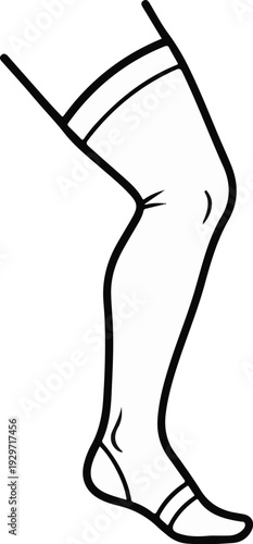 Stylized outline of a human leg from the thigh to the ankle, wearing a stocking