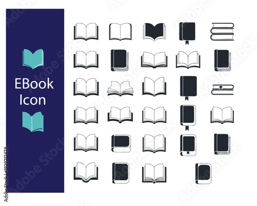 book icon set education study reading learning language skill sign symbol line pictogram vector illustration design flat graphic design