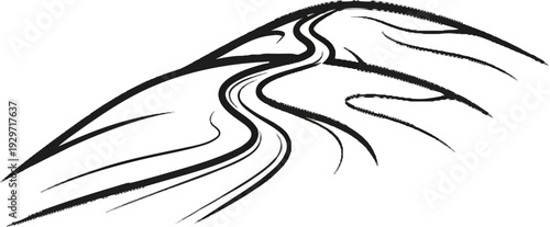 Abstract black and white ink brush strokes with dynamic curves and flowing lines