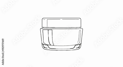A line drawing of a cosmetic cream jar with a lid
