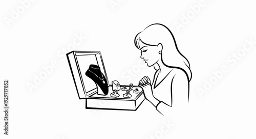 Woman admiring a jewelry display in a store