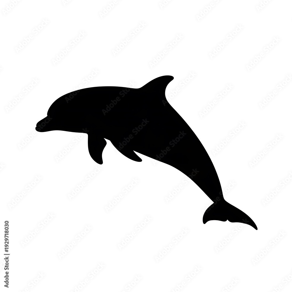 Obraz premium Black silhouette of a dolphin swimming.