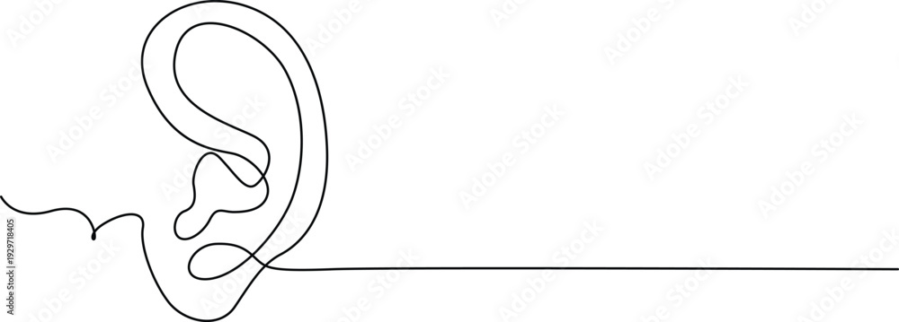 Fototapeta premium A detailed illustration of a human ear with a horizontal line extending from it Vector