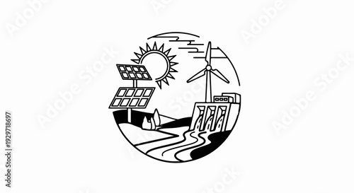 Renewable energy sources sun, wind, water