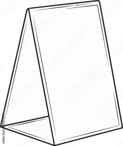 A simple black and white line drawing of an empty display stand