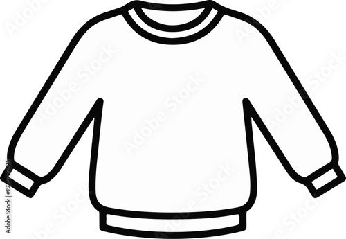 A simple black outline drawing of a long-sleeved crewneck sweatshirt on a white background