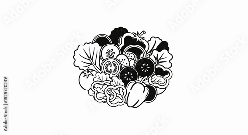 A pile of fresh vegetables, including lettuce, tomatoes, and peppers