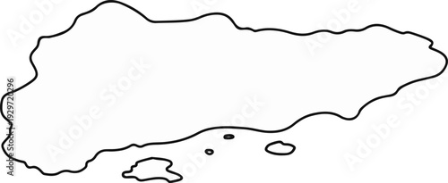 Black outline of an island with smaller islets offshore