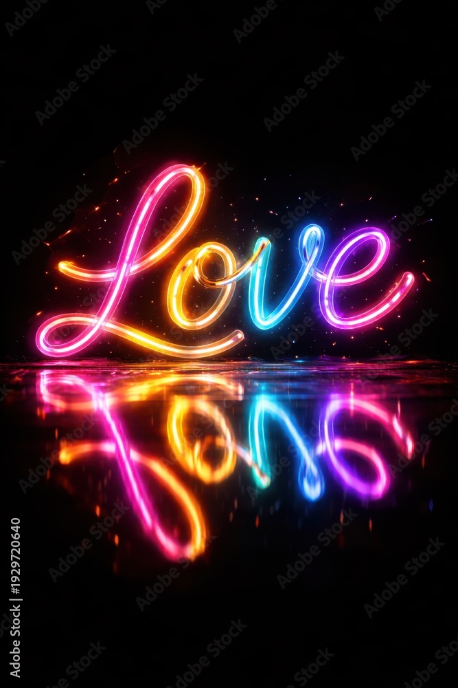 Obraz premium Neon love script sign