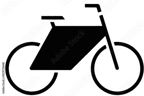 Minimalist black and white icon representing a modern bicycle