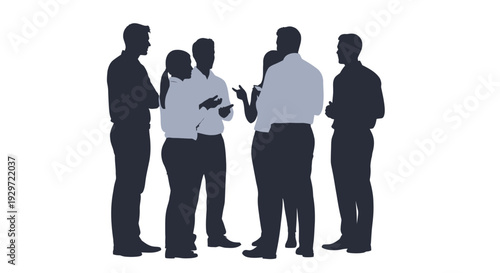 Silhouette Discussions: A group of individuals engages in a dynamic exchange of ideas and perspectives, their silhouettes forming an intriguing composition