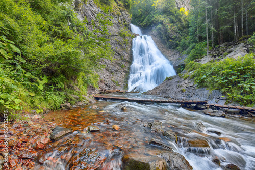 Canvas-taulu Breathtaking view of Bride's Veil / Valul Miresei Waterfall.