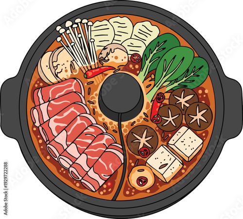 Delicious Asian Hot Pot with Assorted Ingredients.