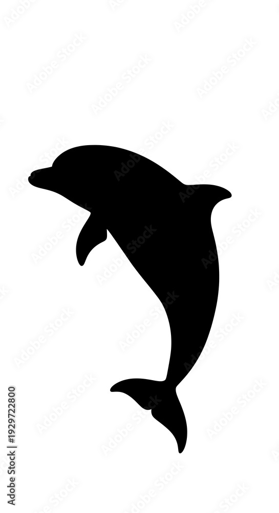 Fototapeta premium Black silhouette of a dolphin jumping.