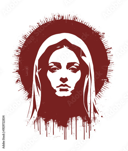 stylized silhouette of virgin marie face (artwork 5)