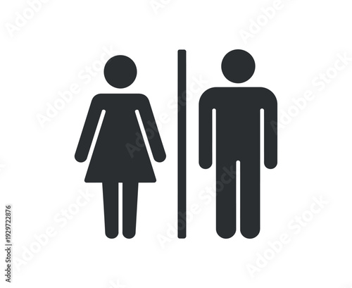 Gender Neutral Restroom Sign Icons for Men and Women Isolated on White Background