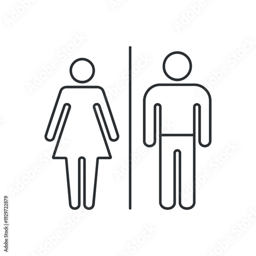 Male and Female Icons Side by Side Indicating Restroom Entrance Minimalist Line Art