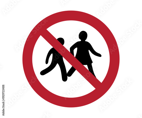 ISO 7010 P036 No children allowed sign. Standard prohibition symbol for restricted areas and workplace compliance vector design and illustration.
