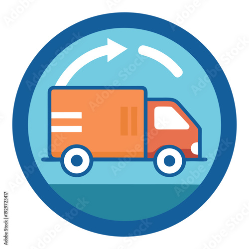 a delivery truck inside circular arrows, representing shipping, delivery, or return logistics