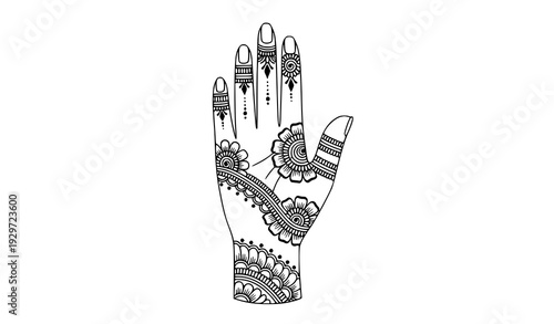 Indian bridal mehendi hand vector Arabic henna wedding design illustration
