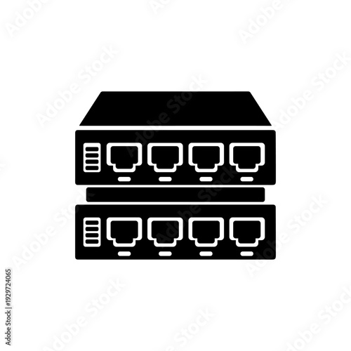 Black Silhouette Network Switch Icon.