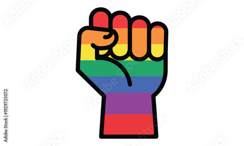 Rainbow Pride Fist Icon on White Background