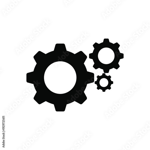 Industrial gears icon representing teamwork and mechanical process isolated on white background