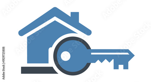 Blue icon depicting a house combined with a key symbolizing home access