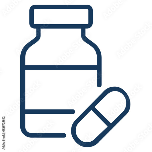Medicine Bottle and Pill Capsule Line Icon