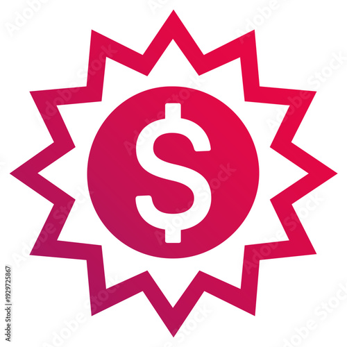 Dollar Starburst Badge Icon for Price Promotion