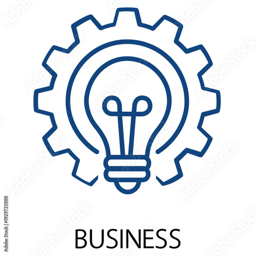Business Innovation Gear and Lightbulb Line Icon