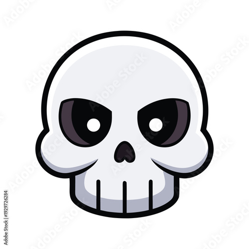 A scary black vector illustration of a human skull and crossbones icon. 