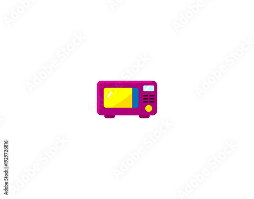 Vector illustration of microwave oven in bright colors.