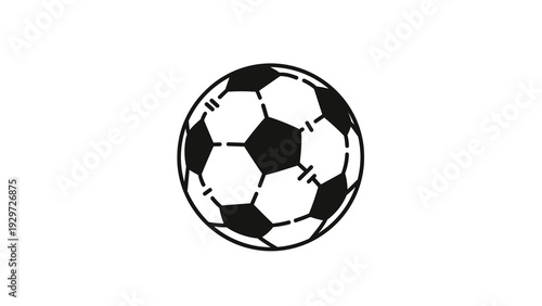 classic black and white soccer ball silhouette icon hand drawn style