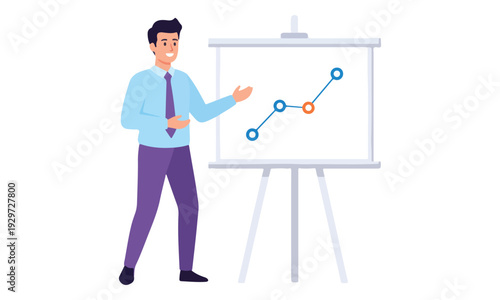 Businessman Presenting Growth Chart on Whiteboard