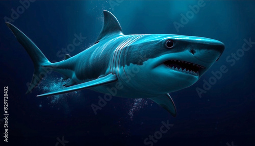 Shark hunts deep underwater