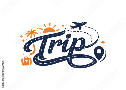 Trip stylized text vector 
Vector stylized text on a white background
