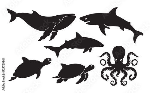 Wallpaper Mural Forest Wildlife Silhouette Vector Collection, Deer Fox Bear Woodland Animals Set Torontodigital.ca