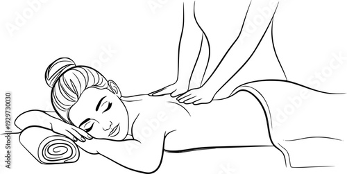 Continuous one line drawing of relaxing massage trendy minimalist illustration. Vector
