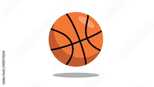 orange basketball ball with black lines hand drawn illustration on white background