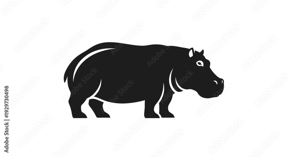 Obraz premium black hippopotamus silhouette