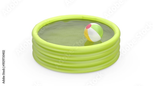 Wallpaper Mural Green inflatable swimming pool and beach ball on white background Torontodigital.ca