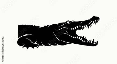 black crocodile head with open mouth