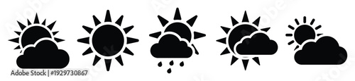 Collection of  sun weather silhouette icon vector set for logo