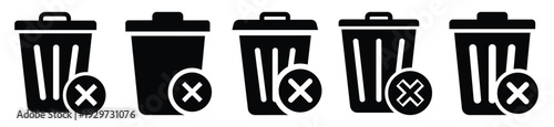 Collection of  trash delete silhouette icon vector set for logo